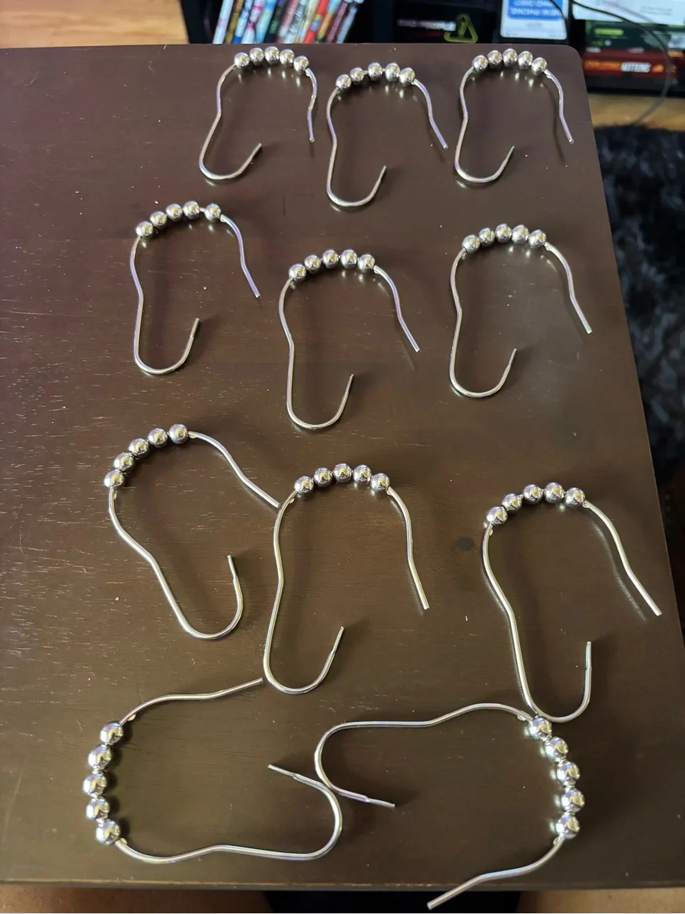 Silver Beaded Shower Curtain Hooks – 11 Piece Decorative Metal Set